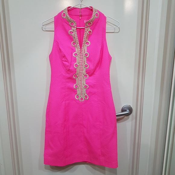 Size 4/6 (US 00) Lilly Pulitzer Alexa shift in pink fusion and gold - Picture 9 of 11